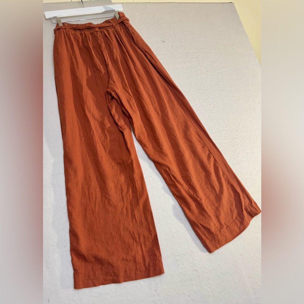 Wide Leg Tie-Waist Pants in Rust - Picture 5 of 5